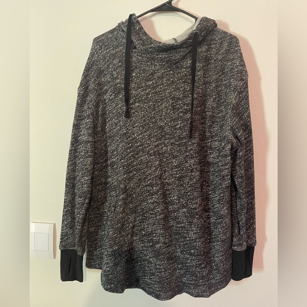 Women's Black and Gray Hoodie with Thumb Holes
